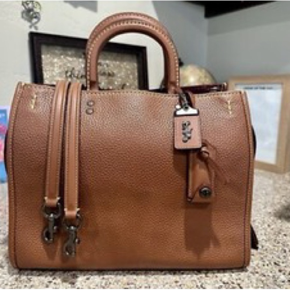 Coach Rogue 30 dark saddle and wine handbag